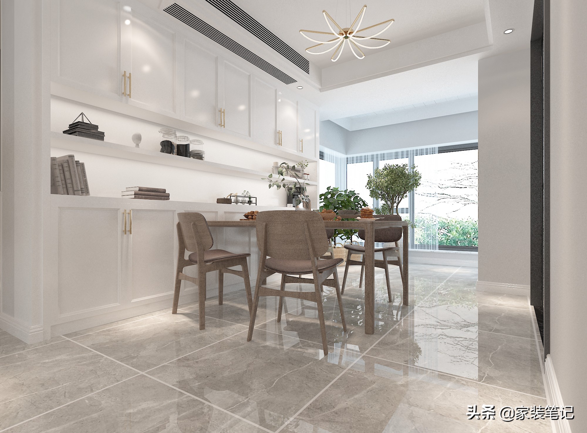 全屋只做石膏线的装修效果,发现一家装修很有氛围感的店铺