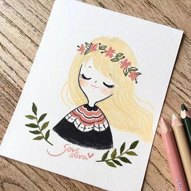 哈士奇的简笔画图片用彩铅画的,儿童彩铅简笔画6-12岁美观小人