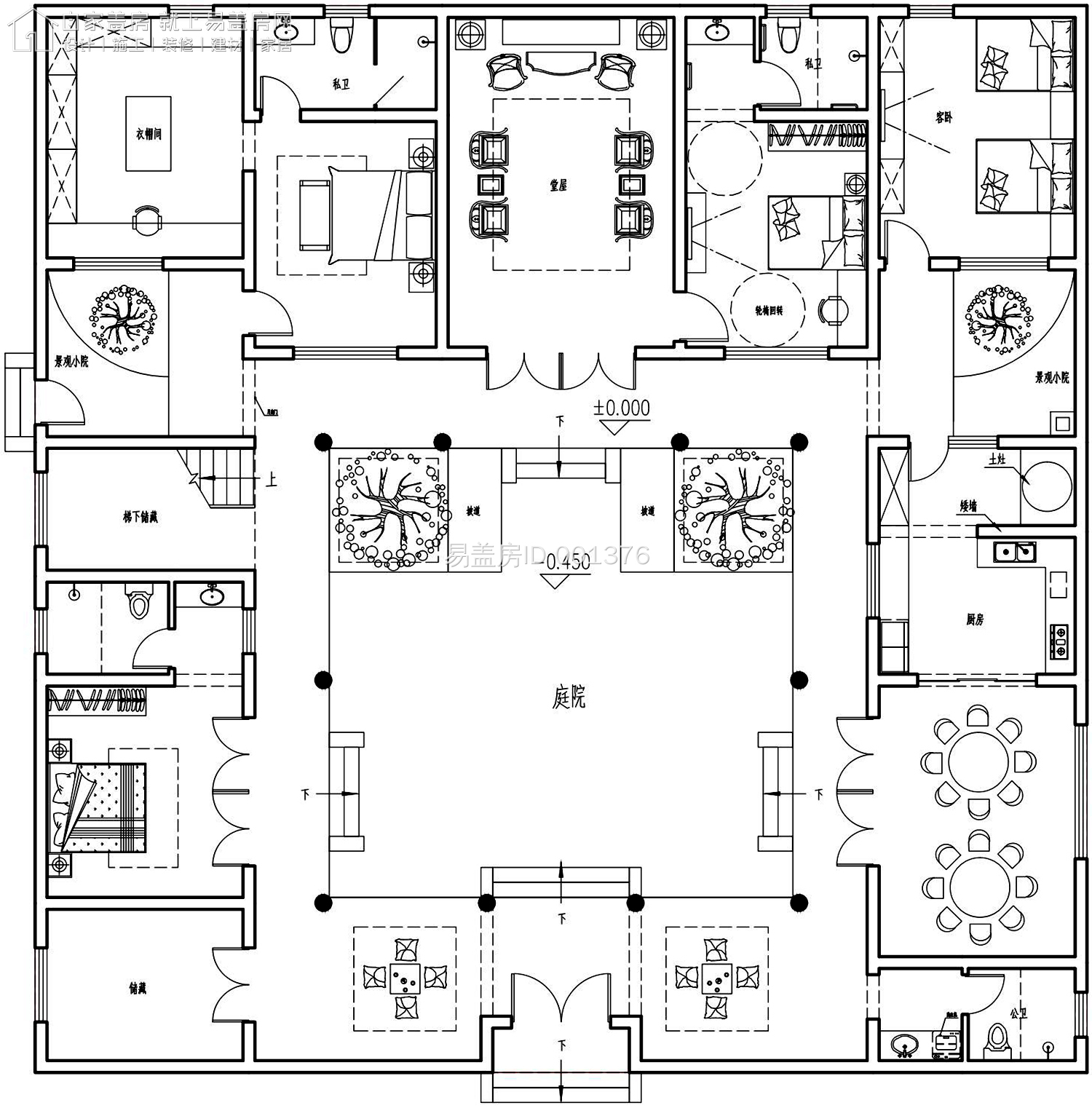 最牛中式四合院设计图及效果图,中式二层四合院永不过时