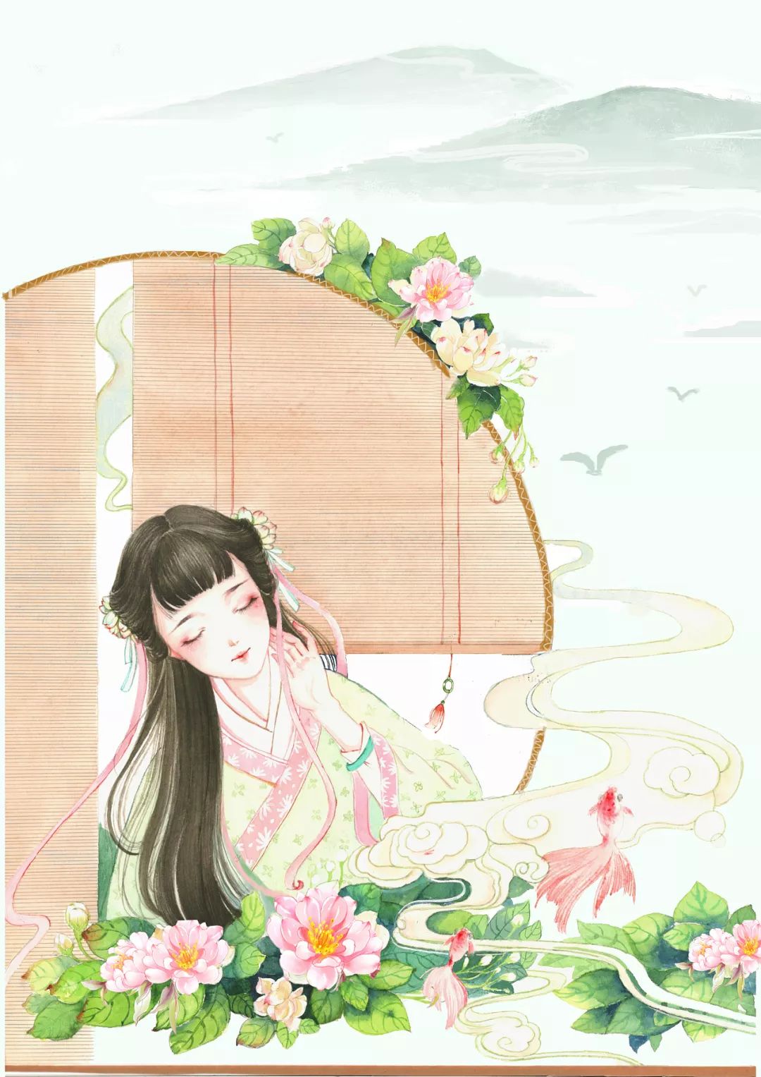 玉手青丝美女图片,一袭白衣清冷出尘的古风美人