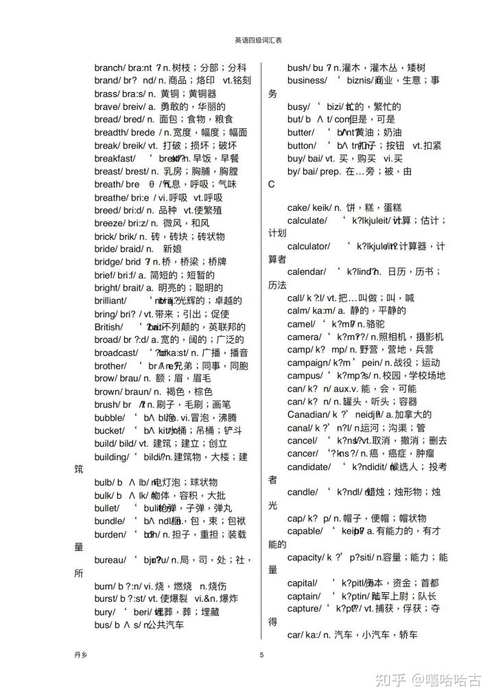 英语四级词汇表5000词打印,英语四级单词表完整版