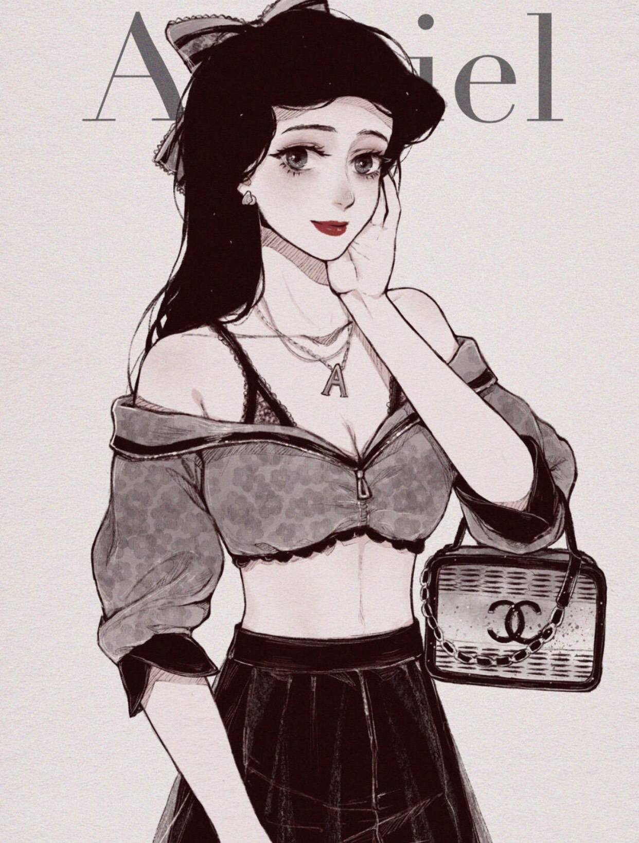 谁说黑+白很单调？素描画风的迪士尼公主，又甜又辣、超A街拍范