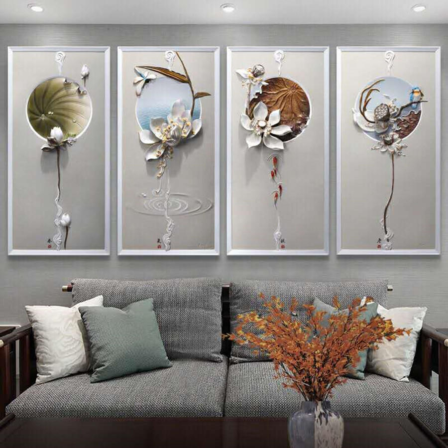 新中式沙发背景墙挂画效果图大全,新中式沙发背景墙简单大气效果图