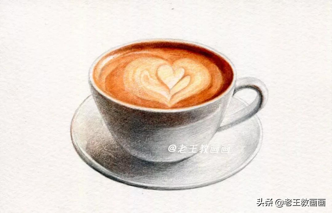 用水溶彩铅画一幅画,画拿铁咖啡彩铅有难度