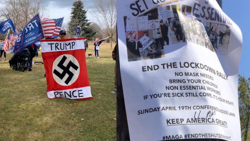 美国亚裔提醒大家坐电梯戴口罩，然后发现电梯被涂上纳粹标和脏话