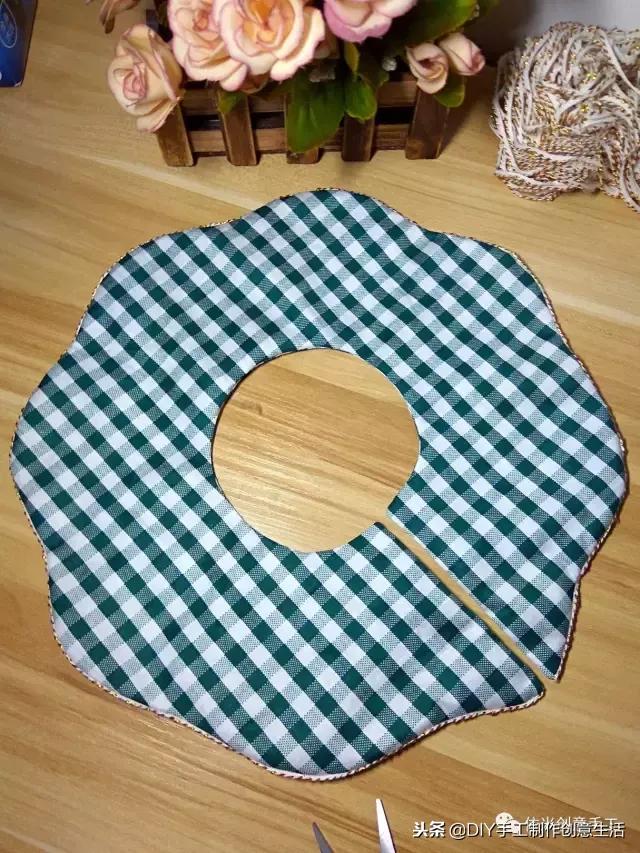 手工diy儿童厨房围兜,手工制作口水兜圆形