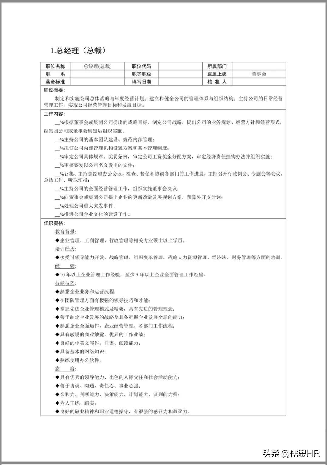 公司岗位说明书完整版,公司绩效考核免费模板