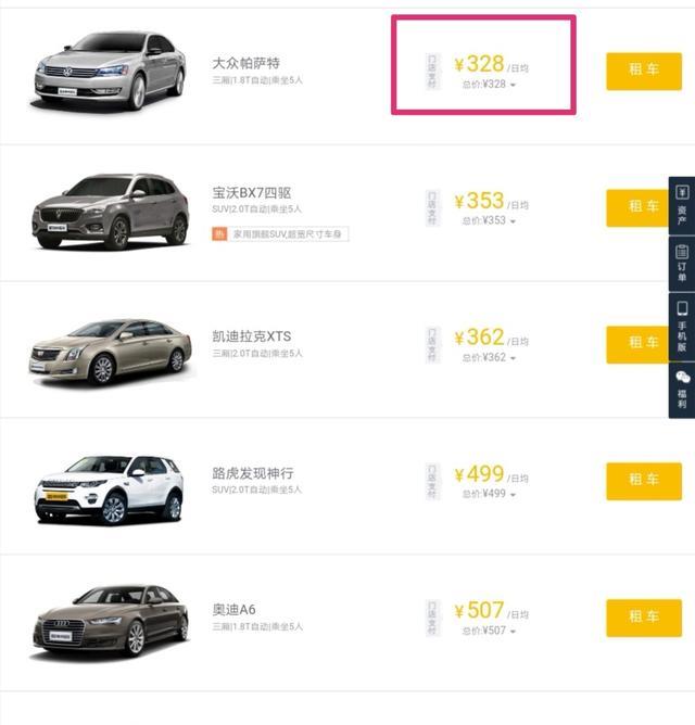 凹凸平台租车一天300车主能拿多少,租车价格一般多少钱一星期