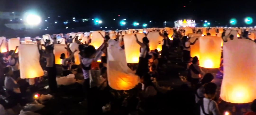 缅甸超大孔明灯,缅甸放飞孔明灯