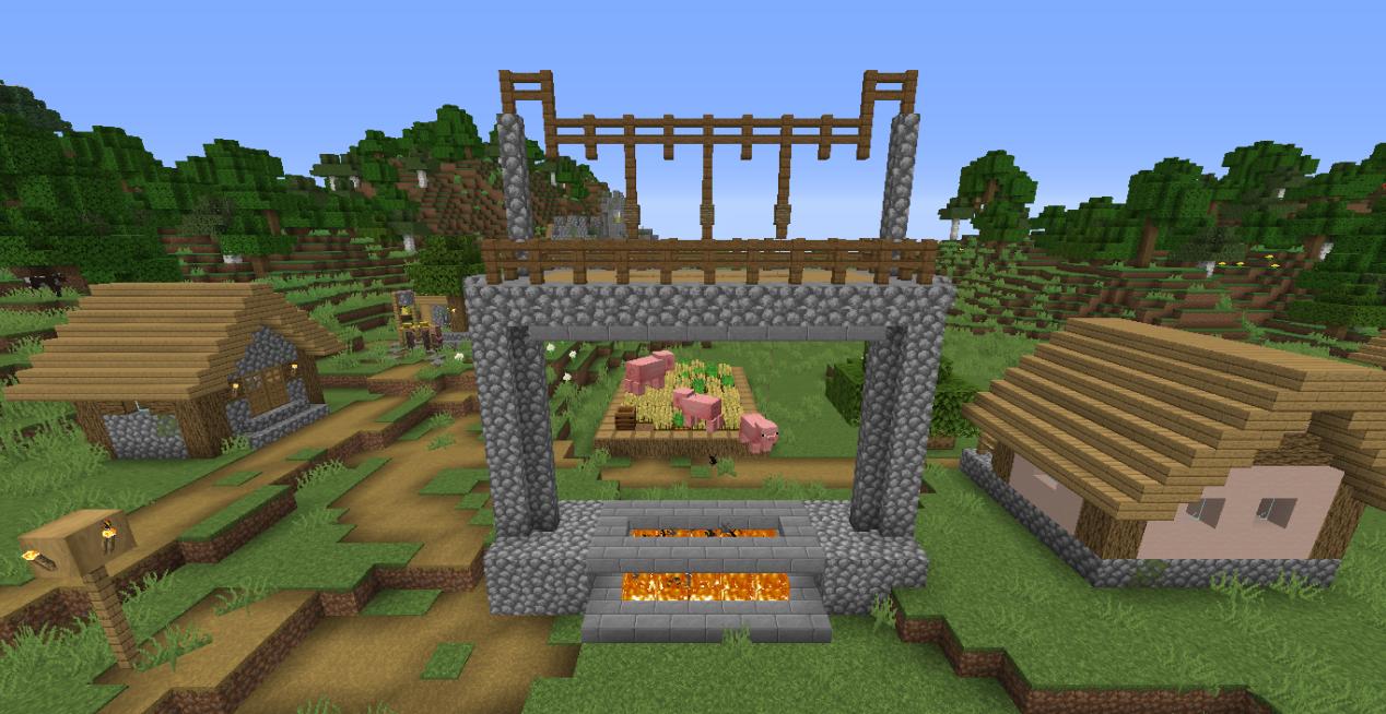 我的世界小型猪灵堡垒怎么做,我的世界教你做带猪圈的房子