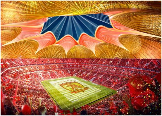 恒大足球场灯光秀,恒大足球场震撼现场