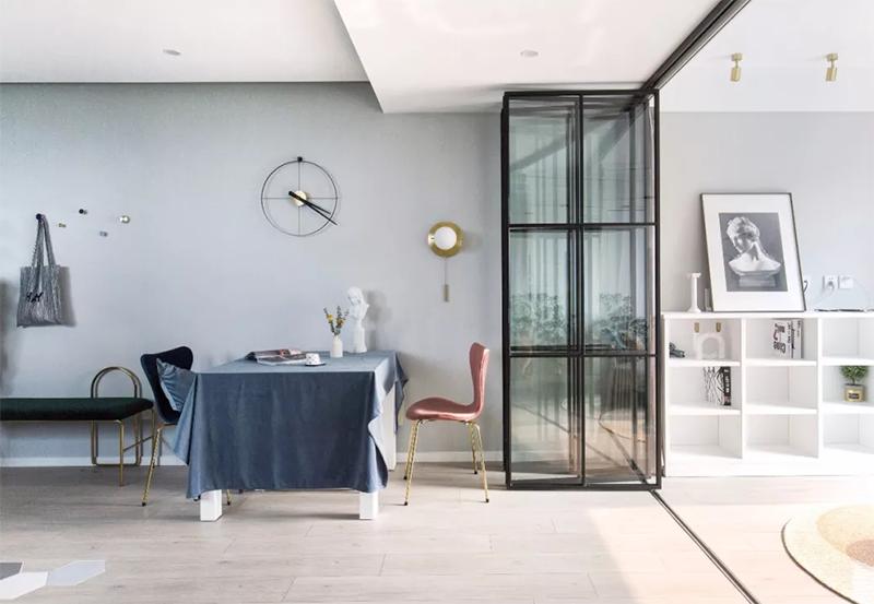 折叠式餐桌效果图小户型,小户型开放式厨房折叠隐藏餐桌