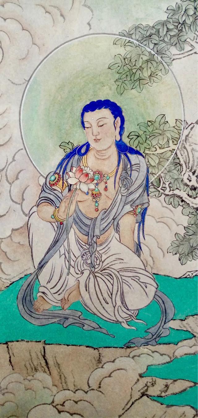 观音菩萨三十二像工笔画,观世音菩萨画像工笔画