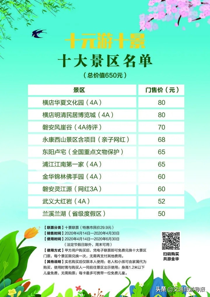 狂撒1.3亿！金华人“青葱价”游金华，十大景点联票10元购！