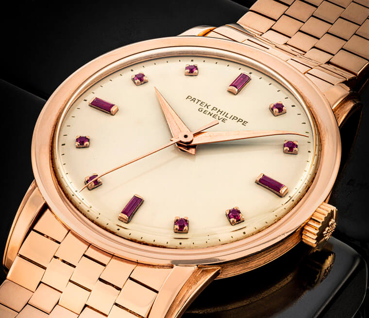 镶嵌红宝石的百达翡丽怀表,百达翡丽顶级古董黄金表