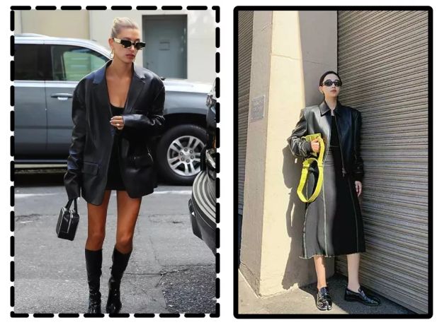 中式盘扣皮衣女刘雯,刘雯皮衣穿搭大合集