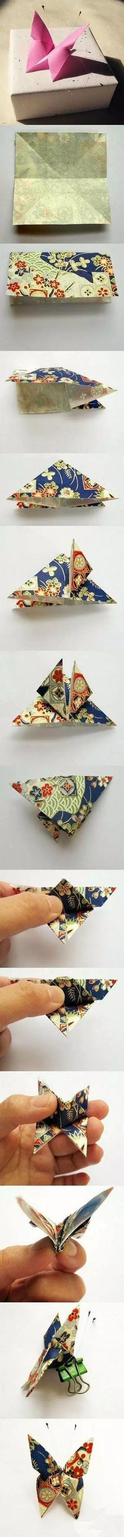 立体蝴蝶折纸步骤图解,简单漂亮的蝴蝶折纸一张纸就可以