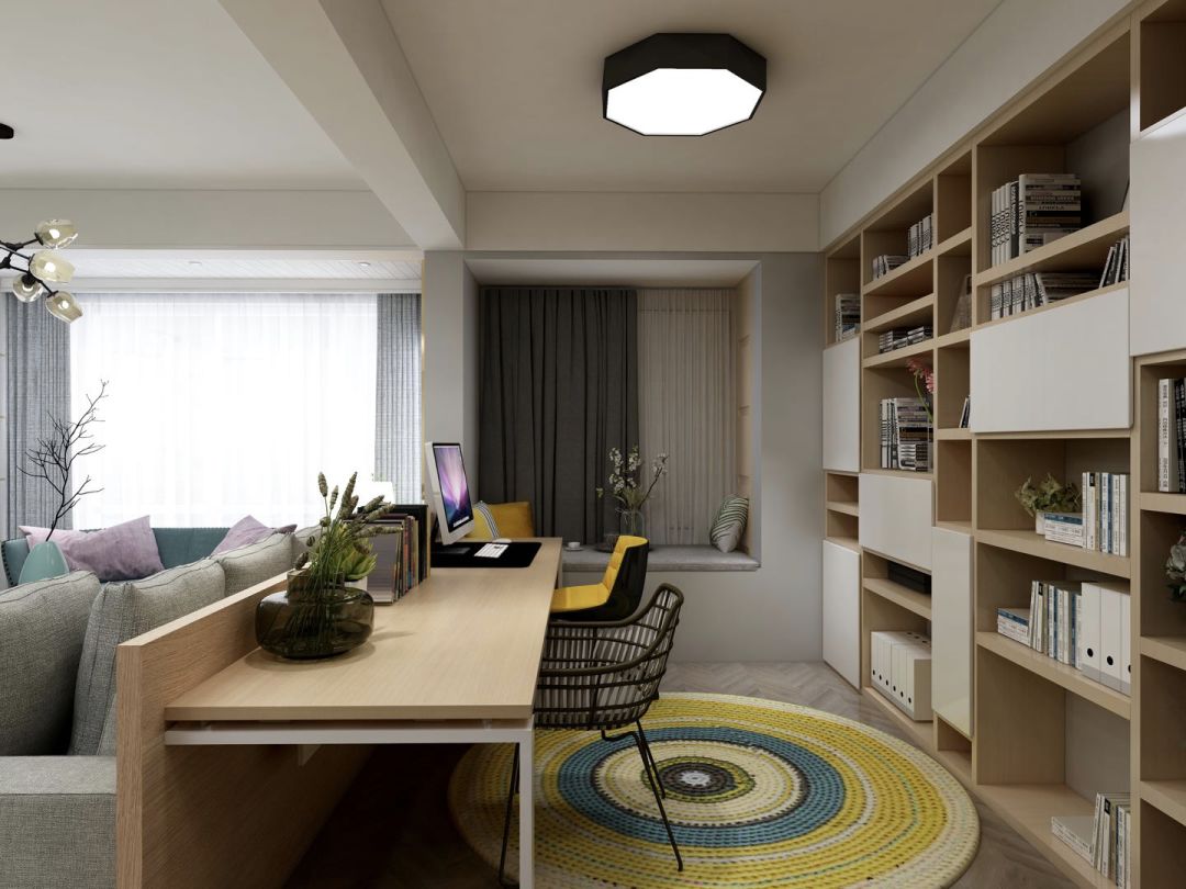 80平米二室一厅北欧风格设计图,80平方小户型装修北欧两室一厅