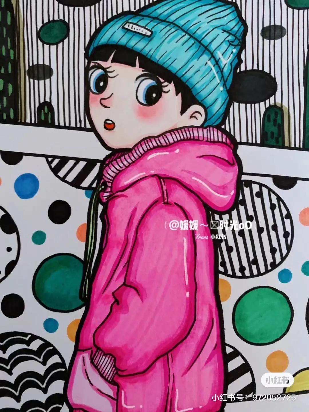 色彩装饰画简单好看马克笔,色彩对比强烈的马克笔装饰画