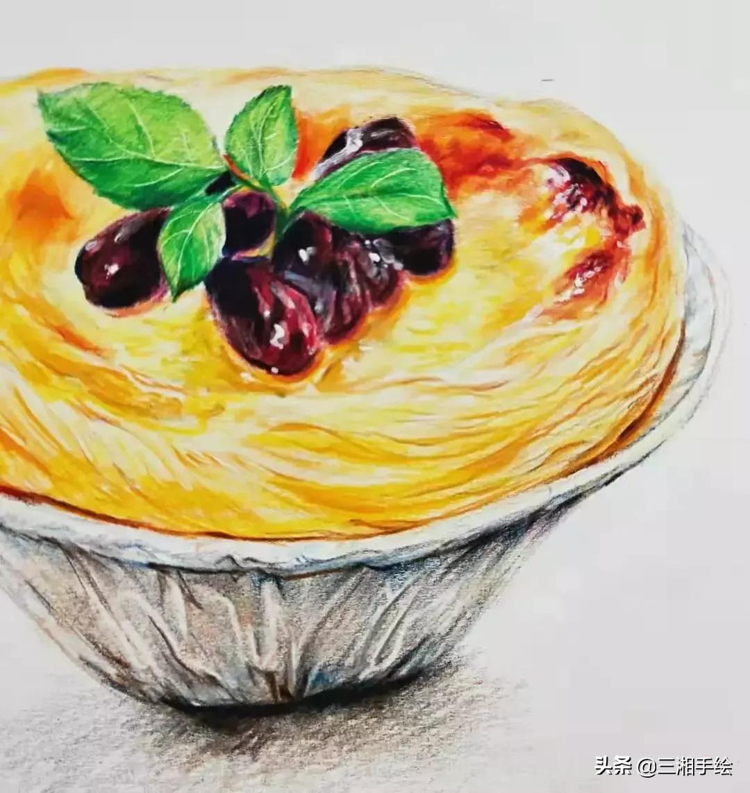 彩铅蛋挞教程，唯美食不可辜负