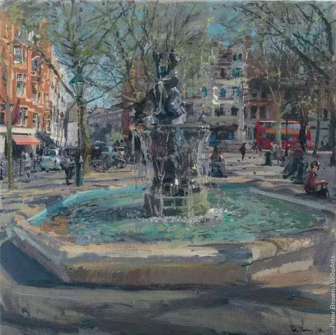 欧洲油画秋日街景,peterbrown油画从哪里买