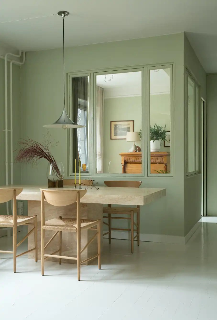 绿色墙地板颜色,绿意盎然室内花墙