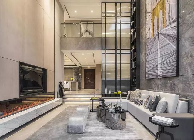 新中式挑空客厅极简风格,意式极简挑空客厅效果图