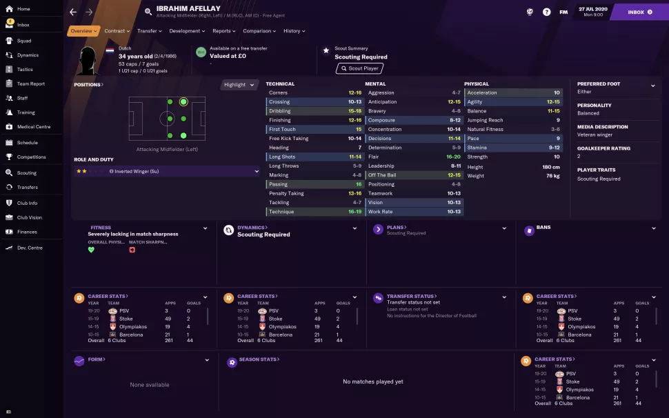 fm2021各位置最强球员排行,fm2021自由球员