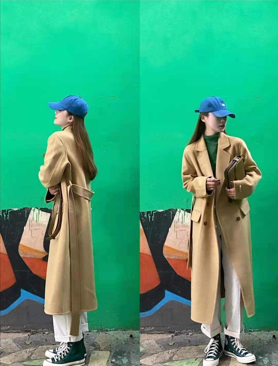 驼色大衣内搭什么颜色毛衣,咖色羊毛大衣配驼色毛衣的图片