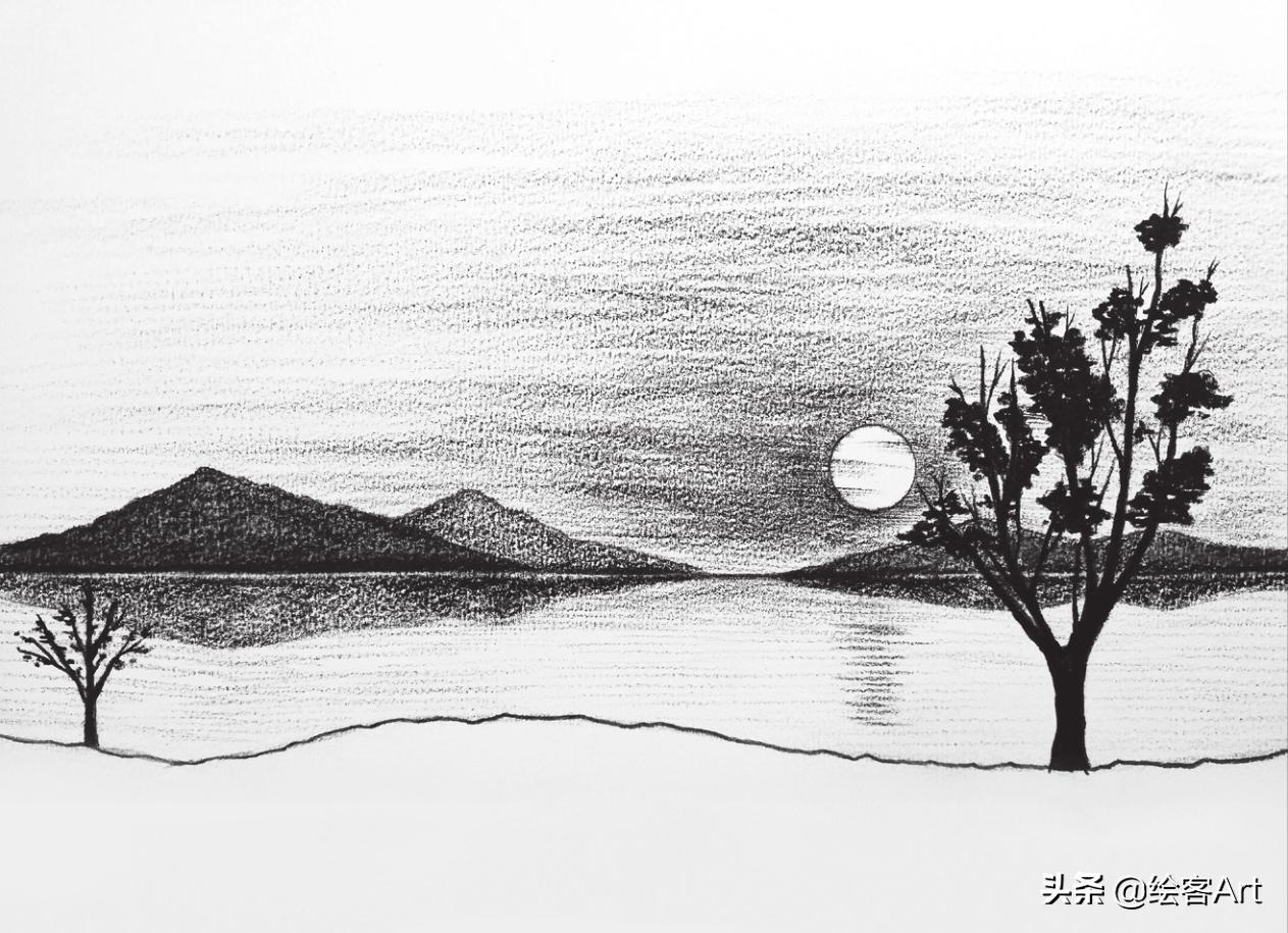 炭笔如何一笔画出渐变绘画技巧,炭笔风景教学