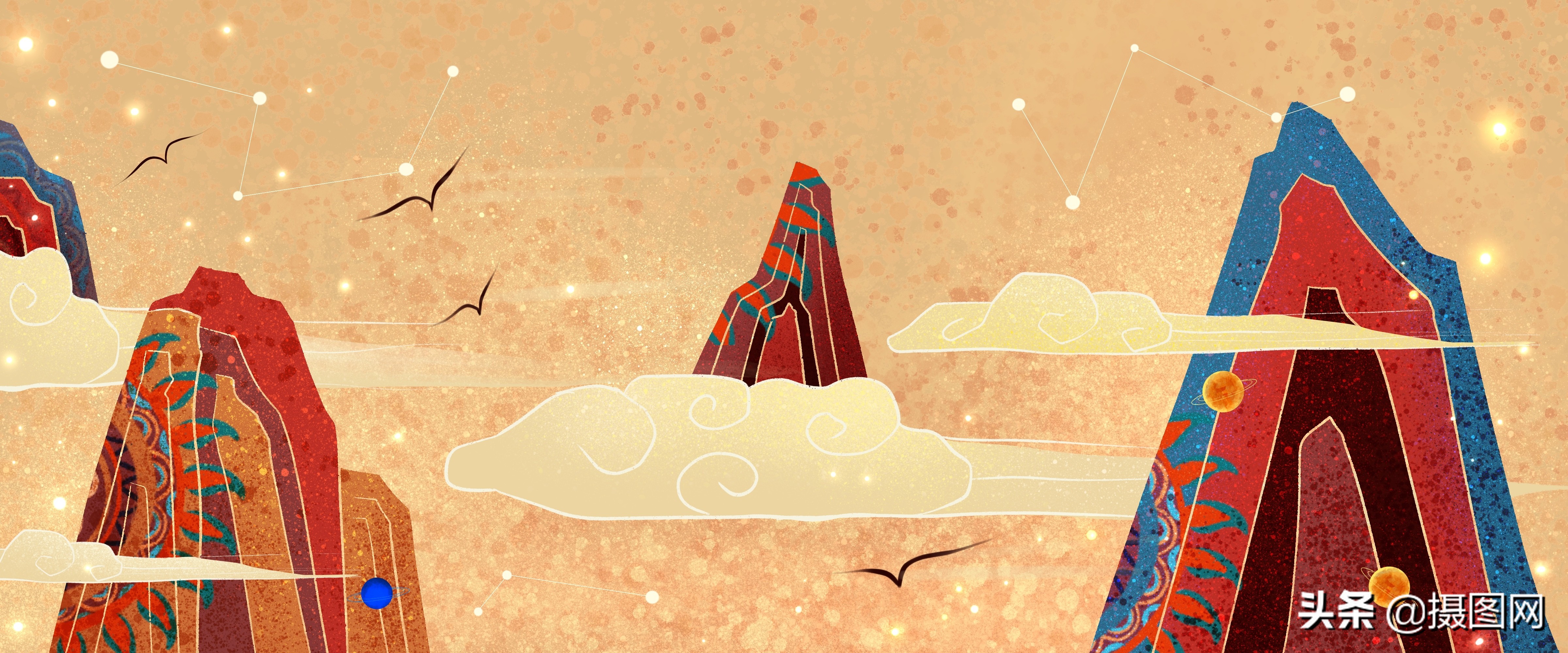 中国风底纹古典素材,国潮插画中国风元素