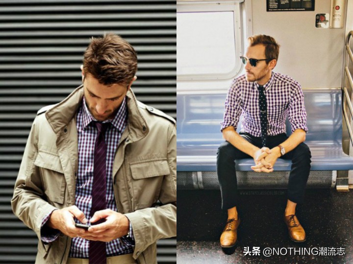 格纹衬衫新手入门,工装格纹衬衣