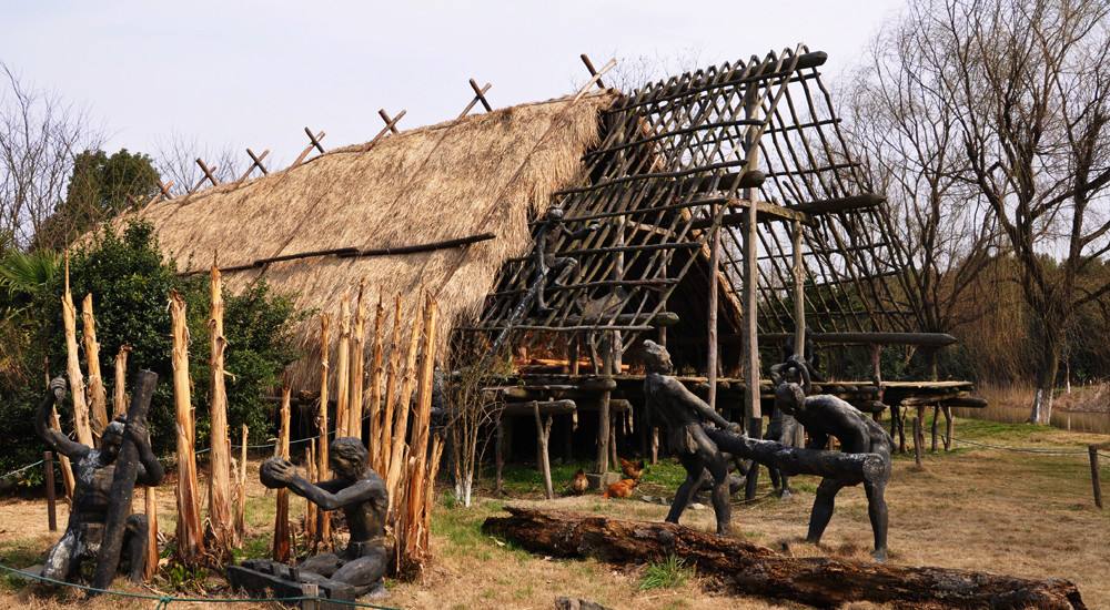 传统的粮食加工方法,原始人劳作方式