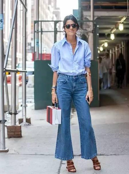 短上衣喇叭裤怎么搭配鞋子,宽松t恤搭配长打底裤穿什么鞋子