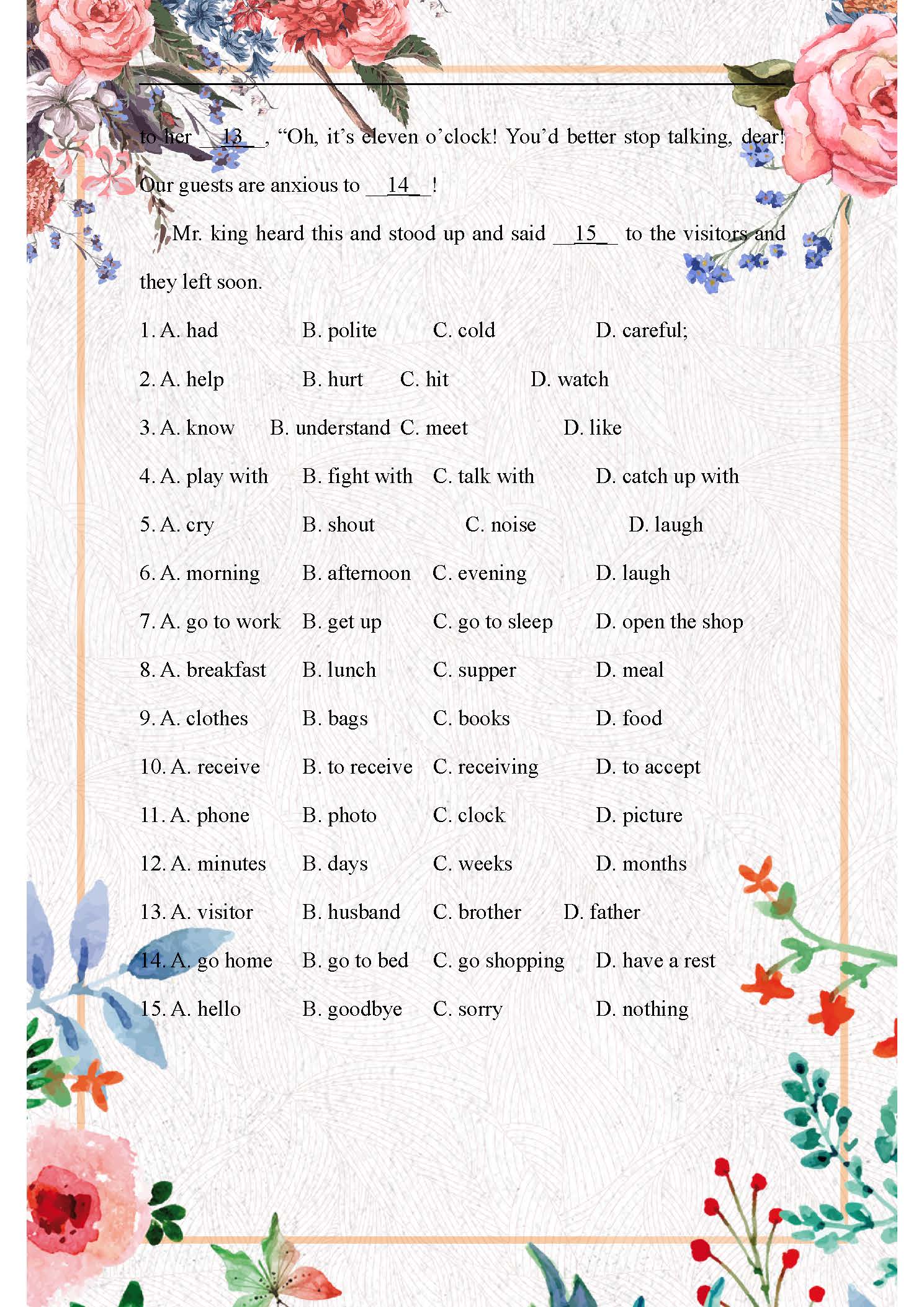 2023年福建中考英语完形填空,中考英语完形填空5个必杀口诀