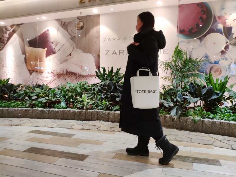 COACH蓝色字母托特包,迷你款托特包