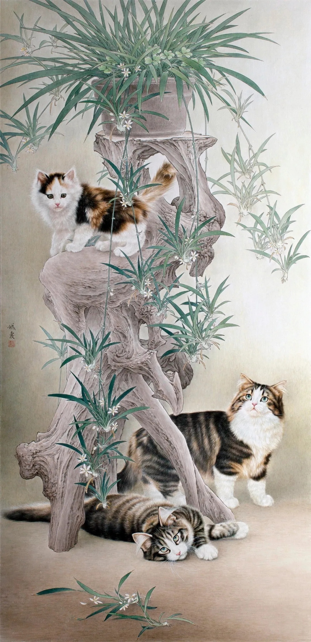 邢诚爱工笔画猫的图片,邢诚爱工笔画猫兔子高清大图