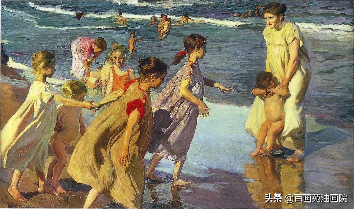 油画怎么刮海水,重彩油画风景画大海教程简单