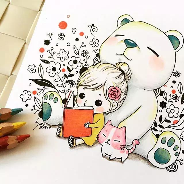 哈士奇的简笔画图片用彩铅画的,儿童彩铅简笔画6-12岁美观小人