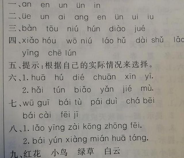 一年级上册语文拼音复韵母试卷,一年级上册复韵母