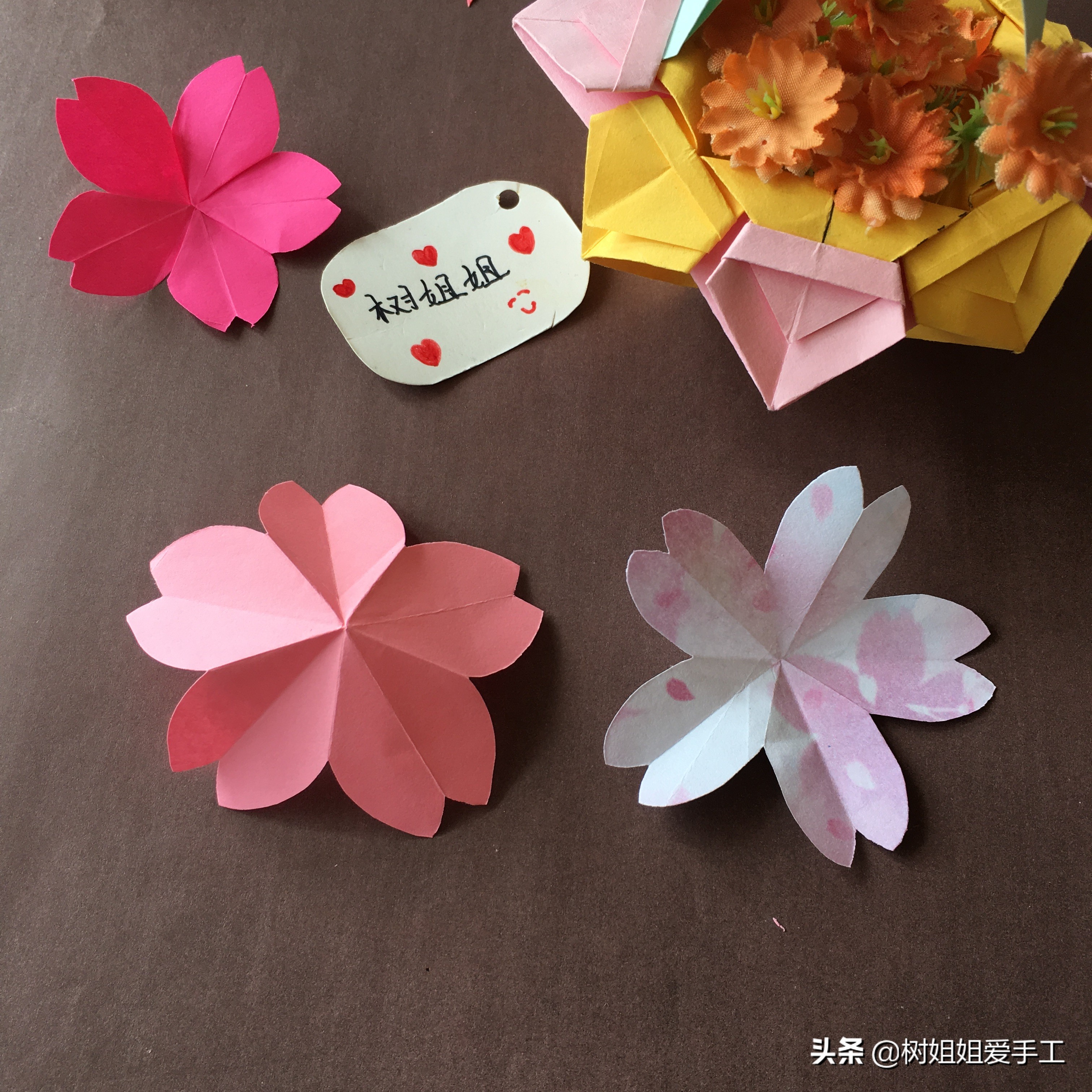 立体折纸樱花,立体樱花折纸