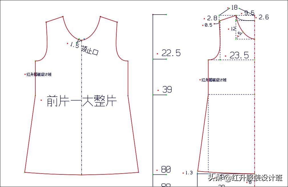 连衣裙长袖裁剪图解100例,领口打褶连衣裙前片的裁剪方法