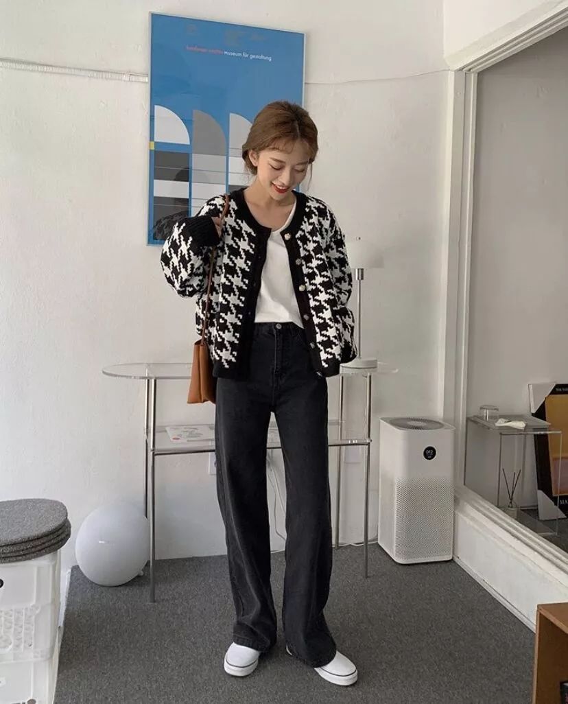 奶奶衫直筒裤搭配图,奶奶衫最洋气的搭配