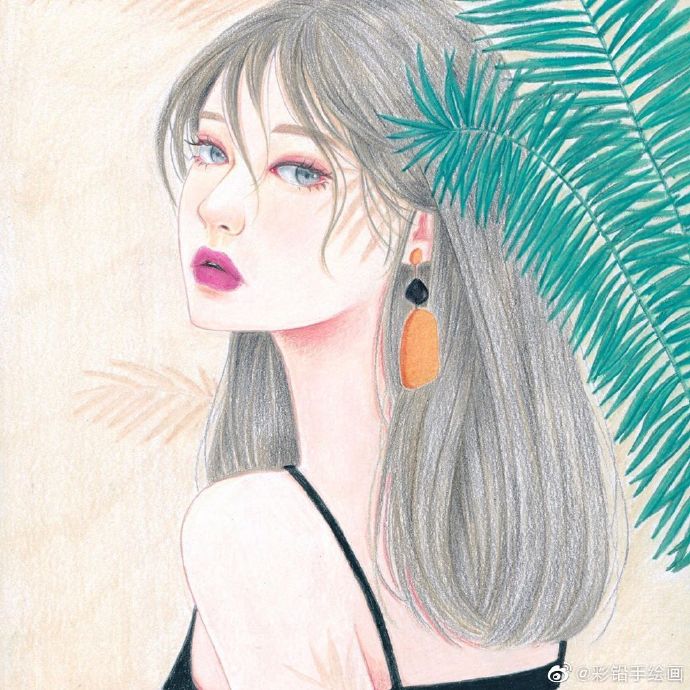 好看的彩铅画女生简单,彩铅画时尚女孩怎么画