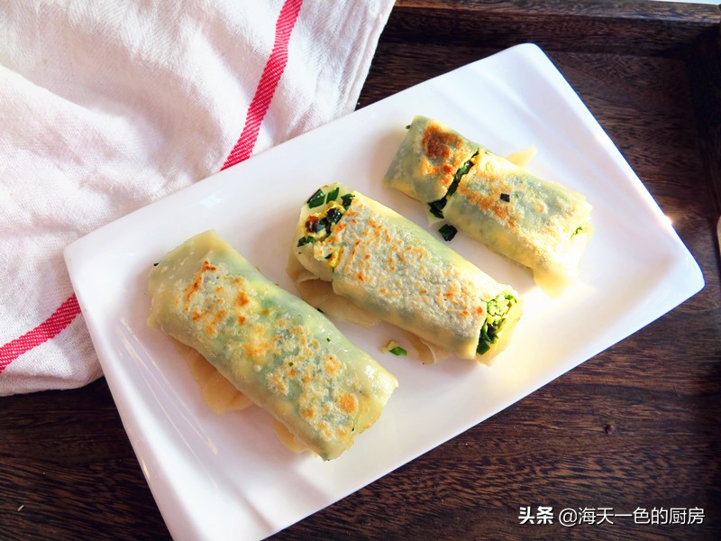 韭菜加山东煎饼的家常做法,正宗山东韭菜煎饼的做法全过程