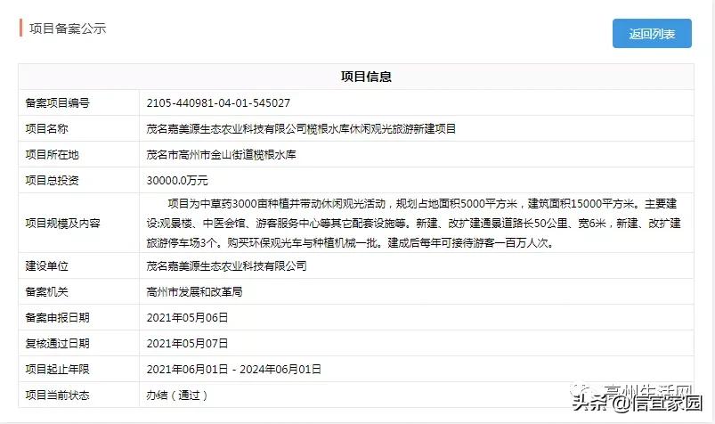 高州市最新投资项目有哪些,高州投资5亿建旅游区