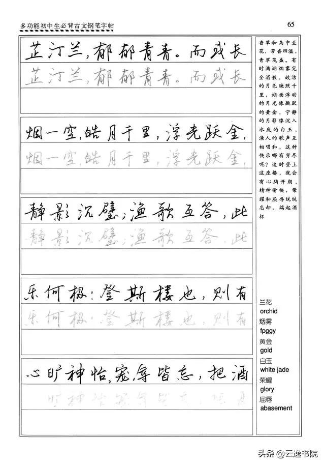 钢笔行楷练习字帖图片,启功钢笔行楷字帖