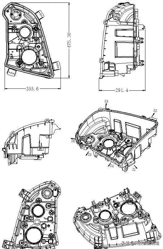 汽车灯壳模具设计,汽车大灯灯罩制作模具