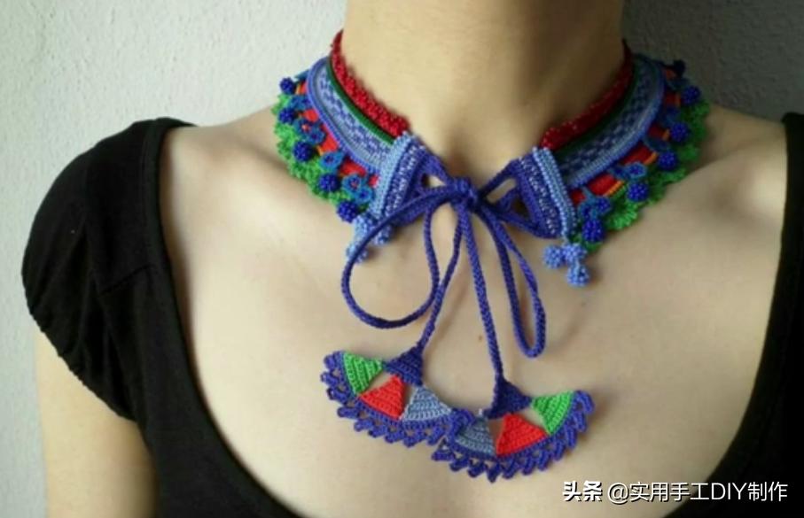 民族风毛衣链高档项链女挂饰品,羊绒衫的手工编织女