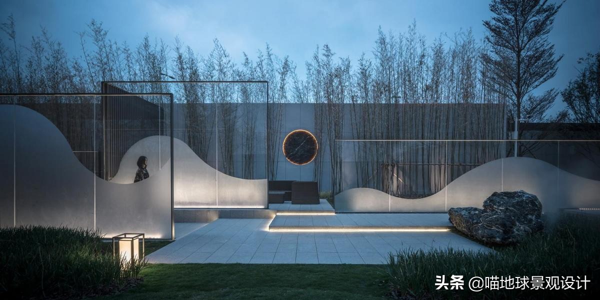 景墙圆形造型价格,简洁欧式庭院景观墙设计